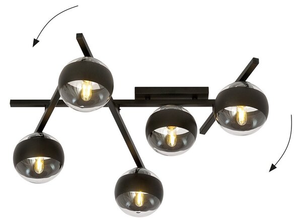 Plafoniera Moderna Tefnet Acciaio Nero 5 Luci E14