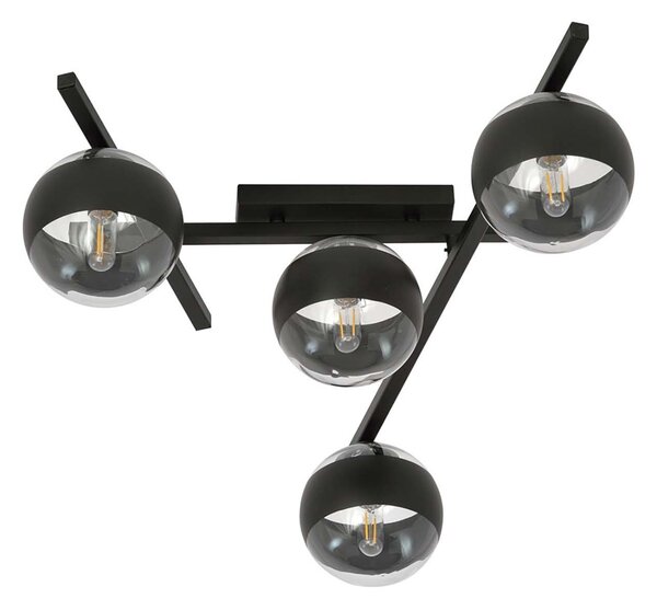 Plafoniera Moderna Tefnet Acciaio Nero 4 Luci E14
