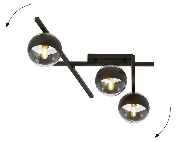 Plafoniera Moderna Tefnet Acciaio Nero 3 Luci E14