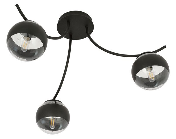 Plafoniera Moderna Polus Acciaio Nero 3 Luci E14