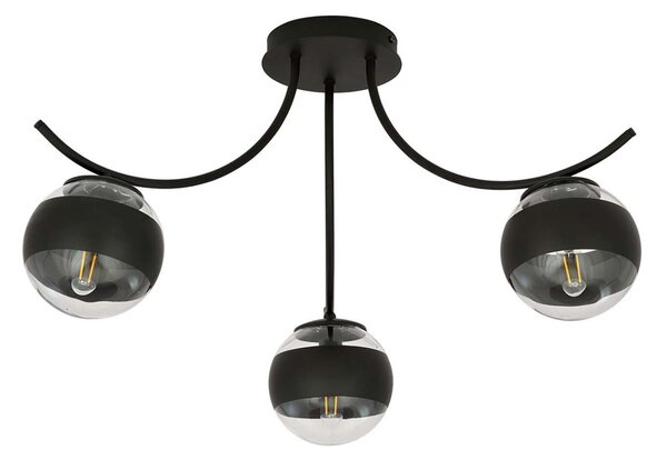 Plafoniera Moderna Polus Acciaio Nero 3 Luci E14