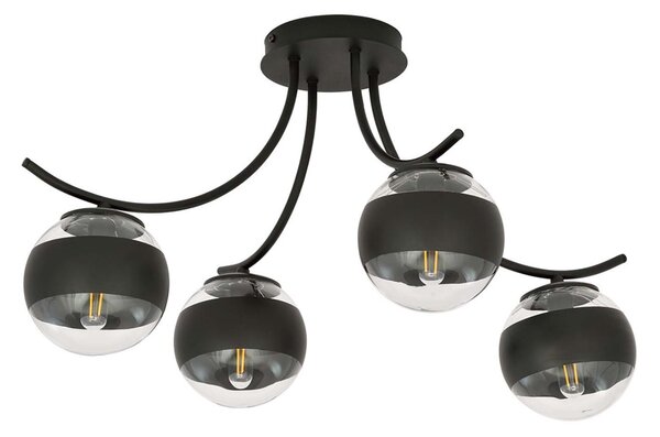 Plafoniera Moderna Polus Acciaio Nero 4 Luci E14
