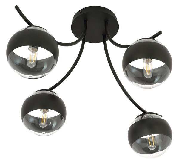 Plafoniera Moderna Polus Acciaio Nero 4 Luci E14