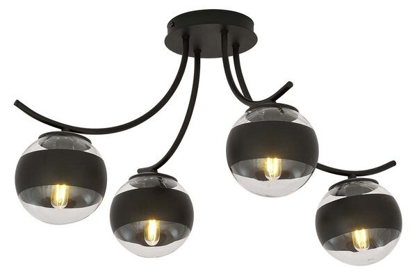Plafoniera Moderna Polus Acciaio Nero 4 Luci E14