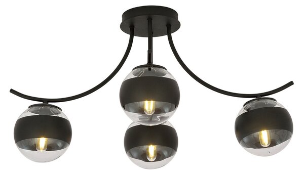 Plafoniera Moderna Polus Acciaio Nero 4 Luci E14