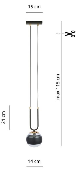 Sospensione Moderna Kreios Acciaio Nero 1 Luce E14