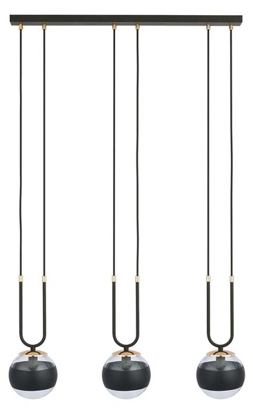 Lampadario Moderno Kreios Acciaio Nero 3 Luci E14