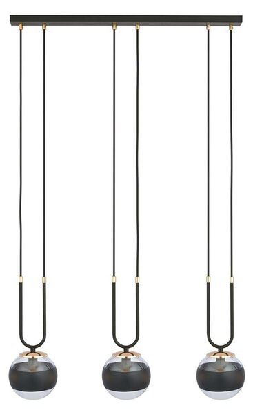 Lampadario Moderno Kreios Acciaio Nero 3 Luci E14