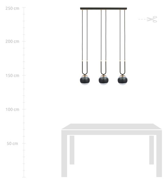 Lampadario Moderno Kreios Acciaio Nero 3 Luci E14