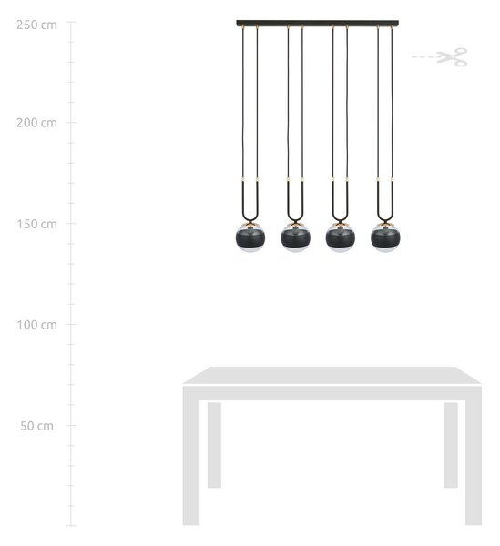 Lampadario Moderno Kreios Acciaio Nero 4 Luci E14