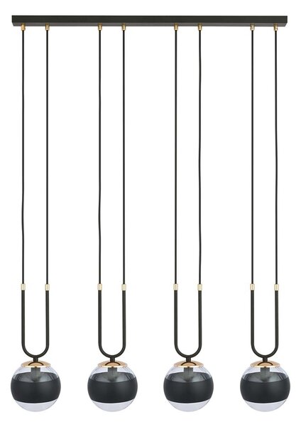 Lampadario Moderno Kreios Acciaio Nero 4 Luci E14
