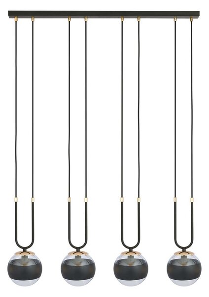 Lampadario Moderno Kreios Acciaio Nero 4 Luci E14