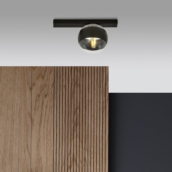 Plafoniera Moderna Lapetos Acciaio Nero 1 Luce E14