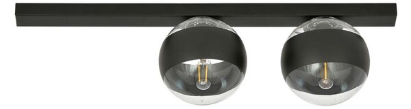 Plafoniera Moderna Lapetos Acciaio Nero 2 Luci E14