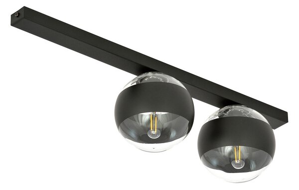 Plafoniera Moderna Lapetos Acciaio Nero 2 Luci E14
