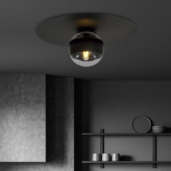 Plafoniera Minimal Orpheus Acciaio Nero 1 Luce E14
