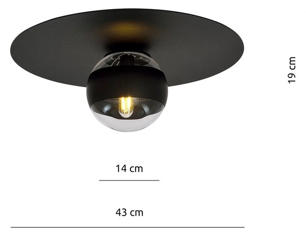 Plafoniera Minimal Orpheus Acciaio Nero 1 Luce E14