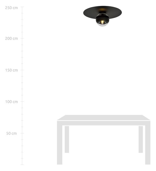 Plafoniera Minimal Orpheus Acciaio Nero 1 Luce E14