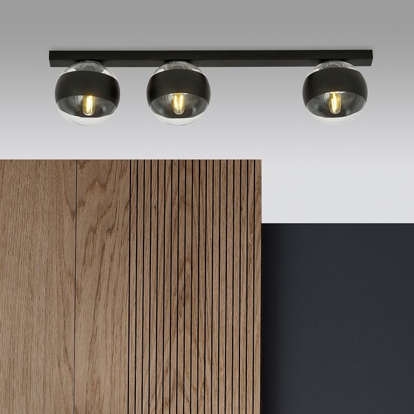 Plafoniera Moderna Lapetos Acciaio Nero 3 Luci E14