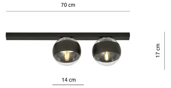 Plafoniera Moderna Lapetos Acciaio Nero 2 Luci E14