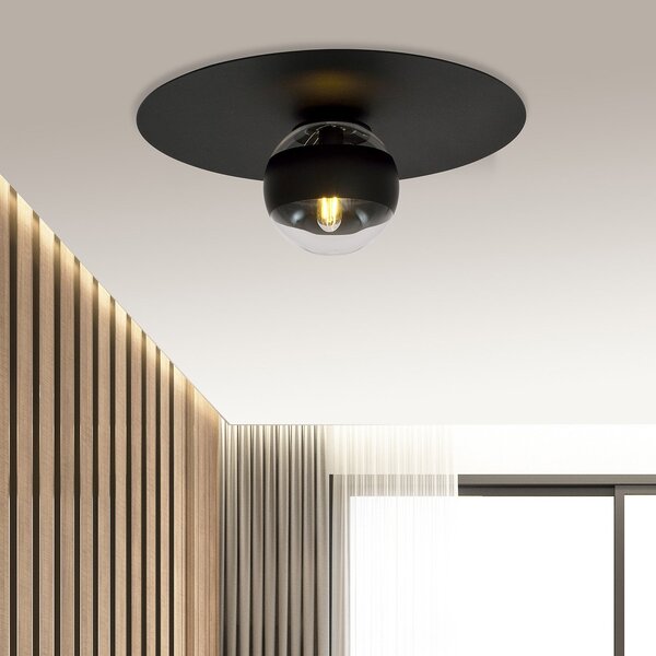 Plafoniera Minimal Orpheus Acciaio Nero 1 Luce E14