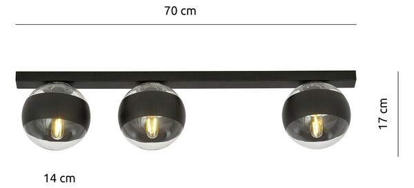 Plafoniera Moderna Lapetos Acciaio Nero 3 Luci E14