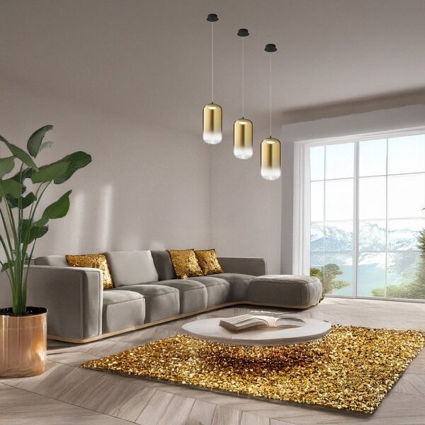 Lampadario perenz illumina hunter s1 8157 n lc 8214 or led vetro oro specchiato - Perenz