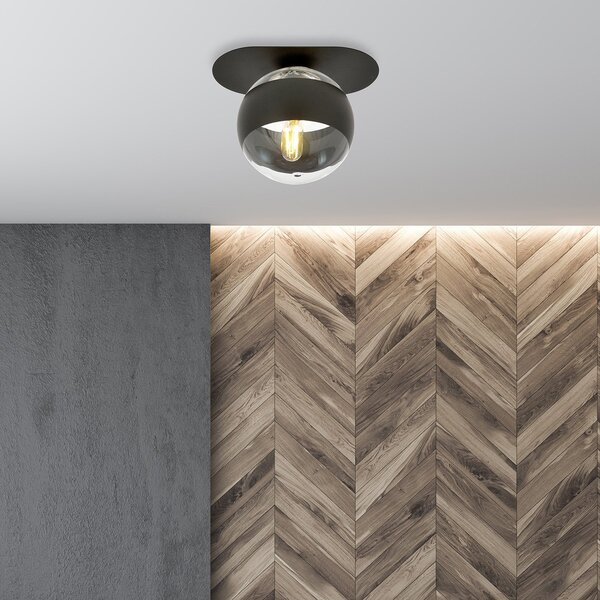 Plafoniera Minimal Patroclus Acciaio Nero 1 Luce E14