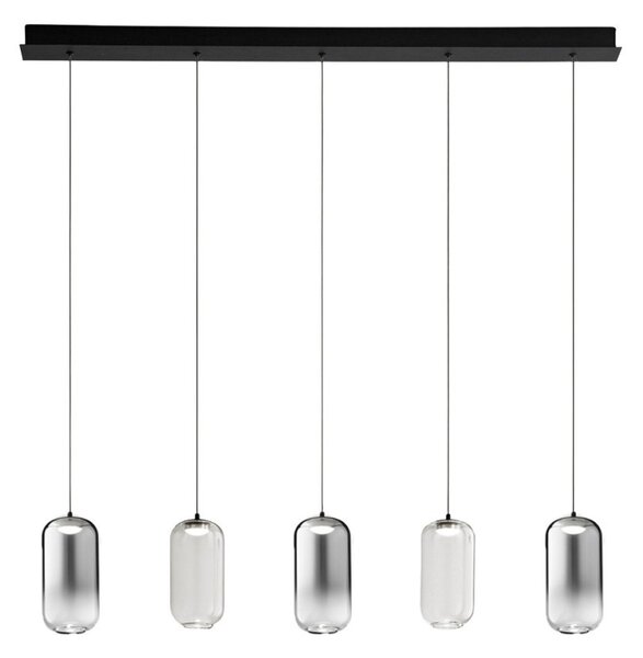 Lampadario perenz illumina hunter s5 br 8160 n lc 8214 led 2000lm vetro fumè specchiato trasparente - Perenz