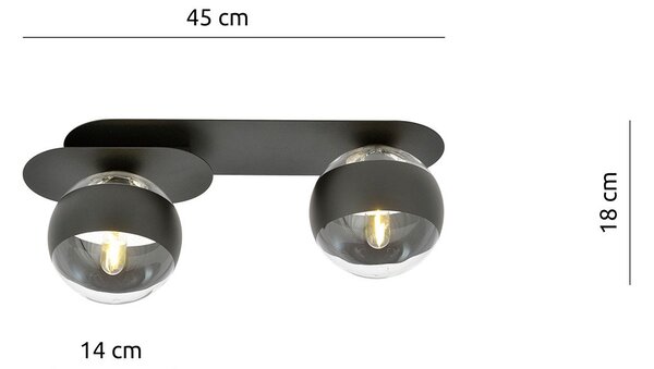 Plafoniera Minimal Patroclus Acciaio Nero 2 Luci E14