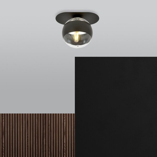 Plafoniera Minimal Patroclus Acciaio Nero 1 Luce E14