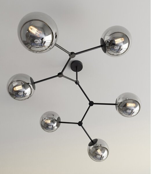 Plafoniera Minimal Selene Acciaio Nero Grigio 6 Luci E14
