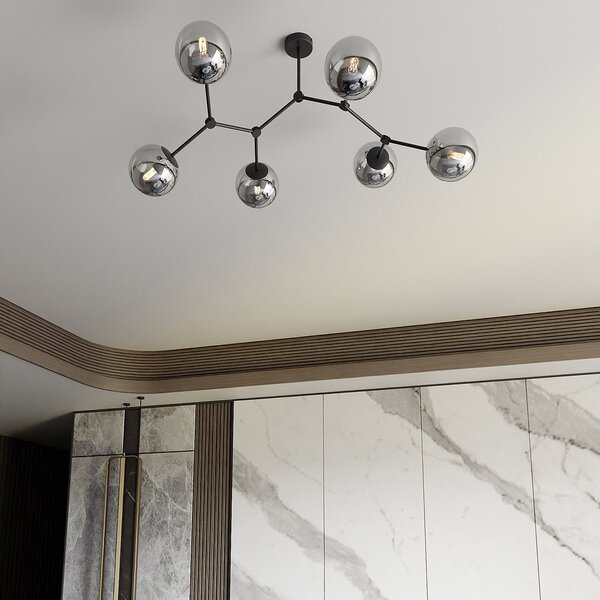 Plafoniera Minimal Selene Acciaio Nero Grigio 6 Luci E14