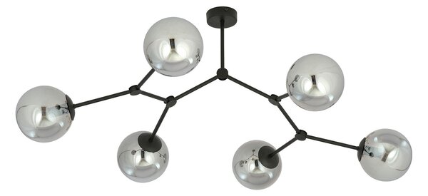 Plafoniera Minimal Selene Acciaio Nero Grigio 6 Luci E14