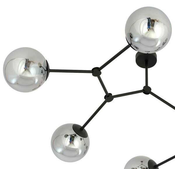 Plafoniera Minimal Selene Acciaio Nero Grigio 6 Luci E14