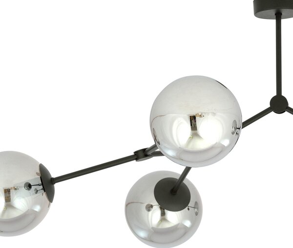 Plafoniera Minimal Selene Acciaio Nero Grigio 4 Luci E14