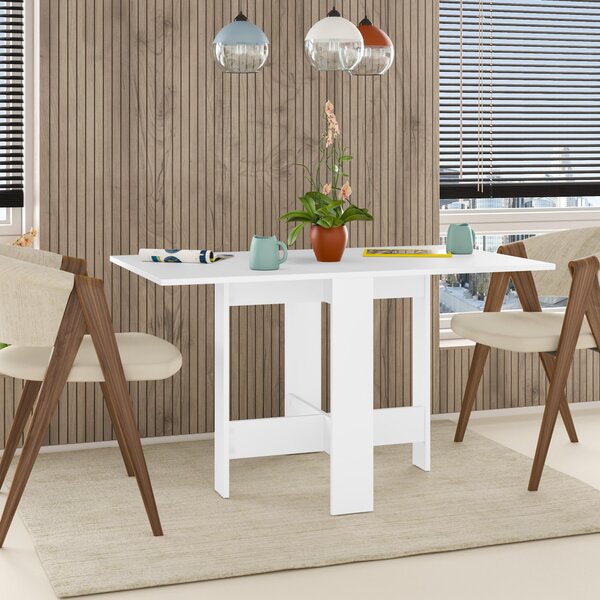 Tavolino pieghevole Decortie Artemio, bianco, dimensioni 130x76x73,4 cm