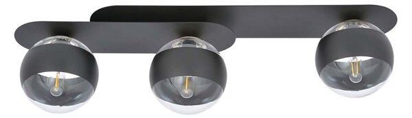 Plafoniera Minimal Patroclus Acciaio Nero 3 Luci E14