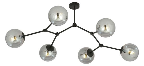 Plafoniera Minimal Selene Acciaio Nero Grigio 6 Luci E14