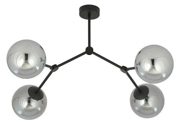 Plafoniera Minimal Selene Acciaio Nero Grigio 4 Luci E14