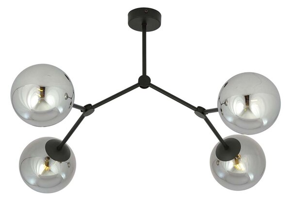 Plafoniera Minimal Selene Acciaio Nero Grigio 4 Luci E14