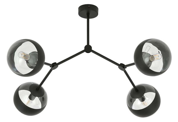 Plafoniera Minimal Selene Acciaio Nero 4 Luci E14
