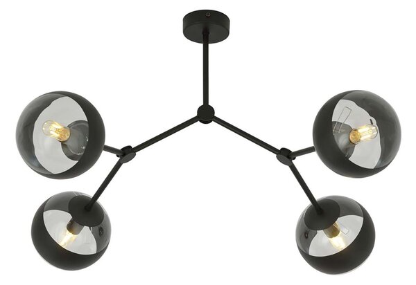 Plafoniera Minimal Selene Acciaio Nero 4 Luci E14