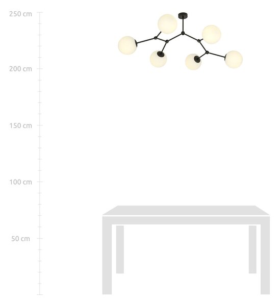 Plafoniera Minimal Selene Acciaio Nero Bianco 6 Luci E14