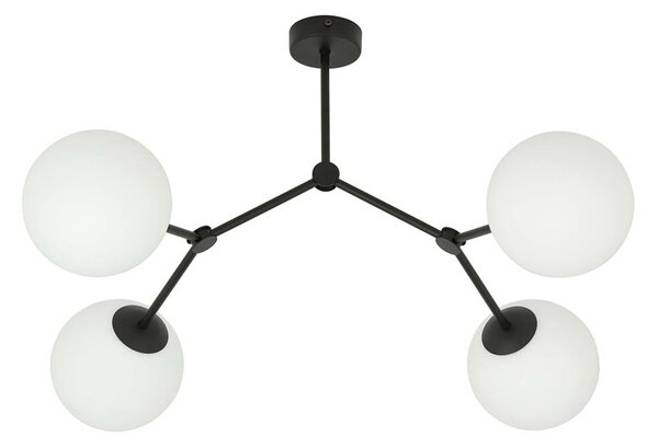 Plafoniera Minimal Selene Acciaio Nero Bianco 4 Luci E14