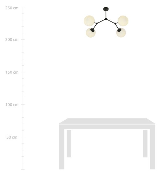 Plafoniera Minimal Selene Acciaio Nero Bianco 4 Luci E14