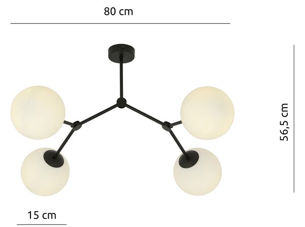Plafoniera Minimal Selene Acciaio Nero Bianco 4 Luci E14