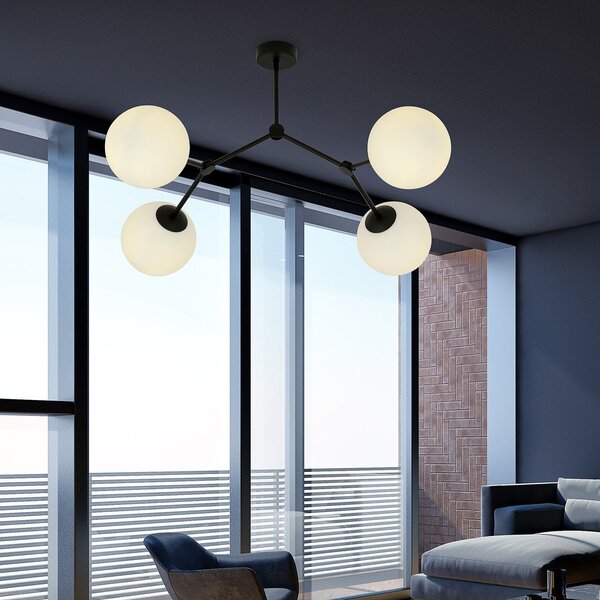 Plafoniera Minimal Selene Acciaio Nero Bianco 4 Luci E14