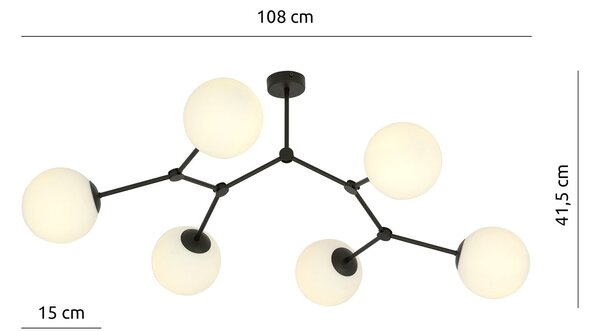 Plafoniera Minimal Selene Acciaio Nero Bianco 6 Luci E14