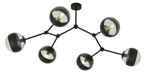 Plafoniera Minimal Selene Acciaio Nero 6 Luci E14